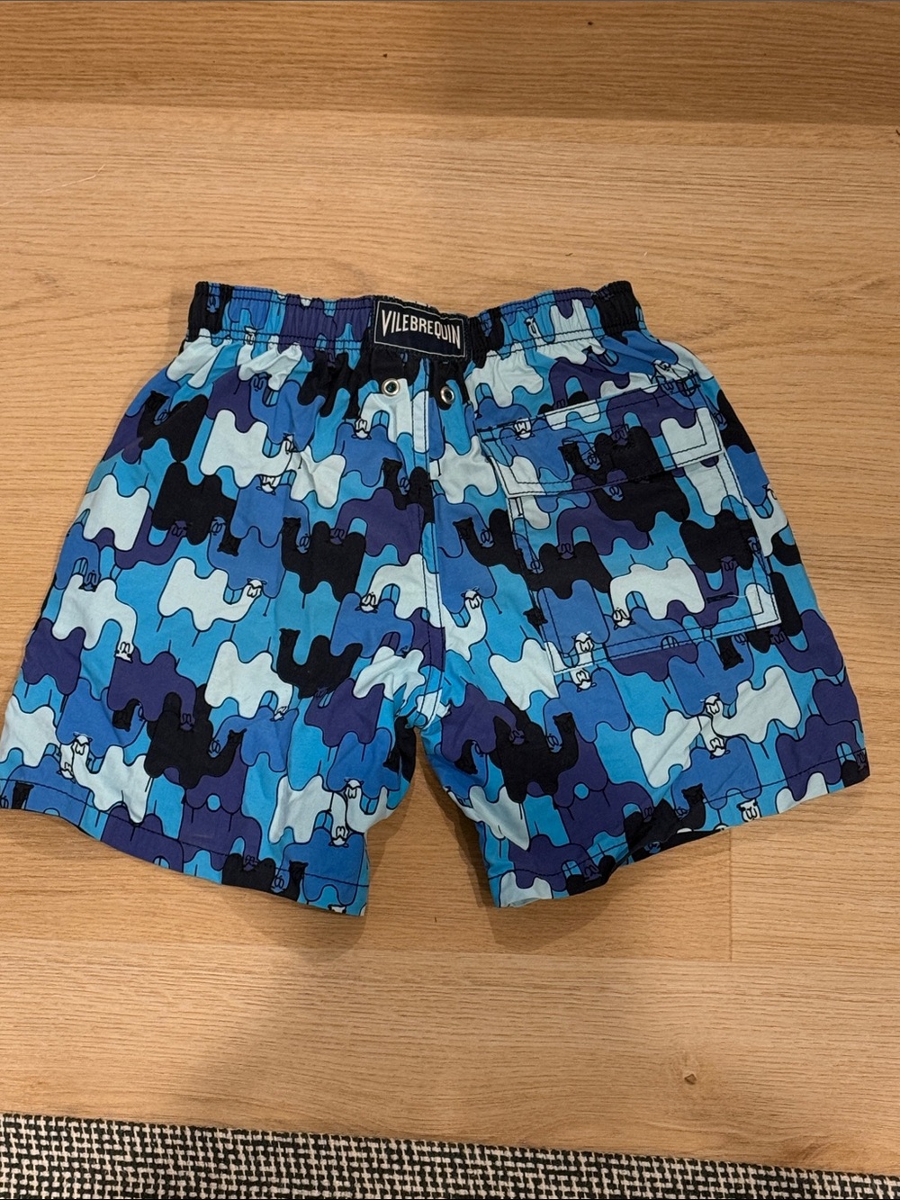Vilebrequin Blue Multitone Camel Puzzle-Print Kids Swim Trunks